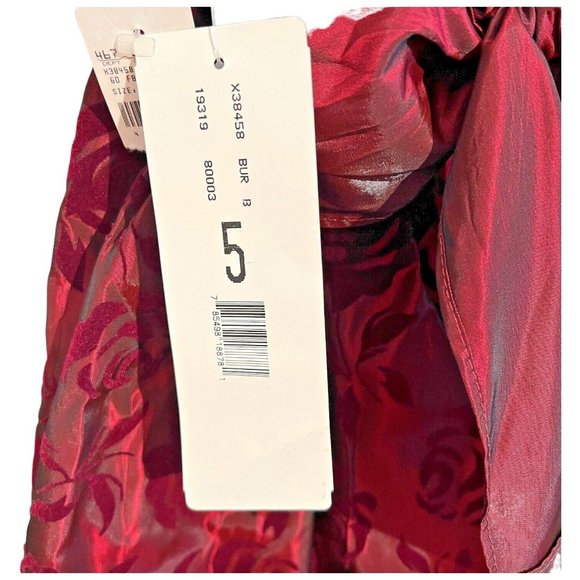 New Bonnie Jean Girls Velvet Dress Burgundy Taffeta Size 5 Lace Bow Holiday VTG - Picture 7 of 10